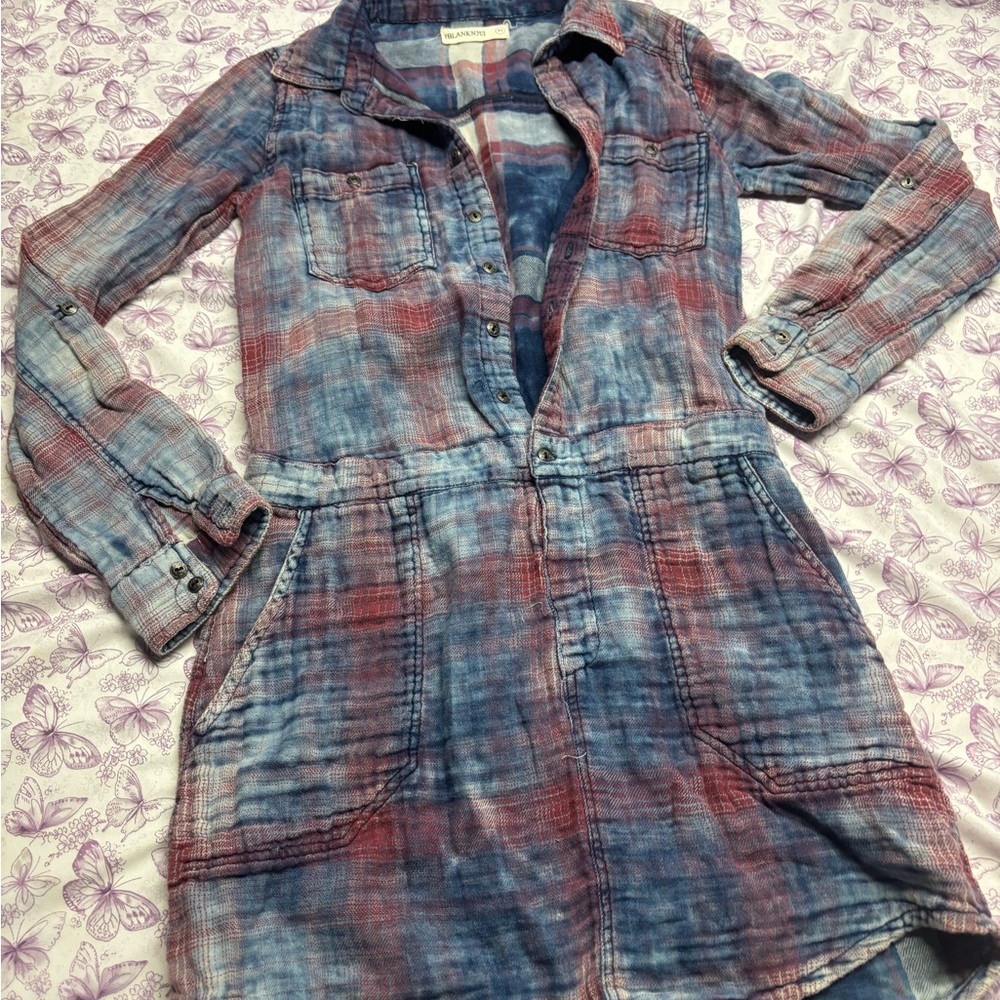 🍄Blank NYC Washed Plaid Shirt Dress